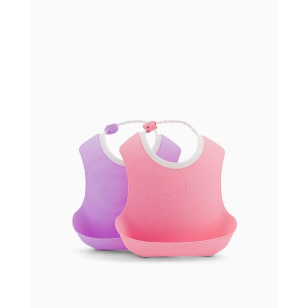 Set de 2 Bavoirs En Silicone Rose/Violet