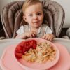 Set De Table à Ventouse + Plat Avec Couvercle Rose