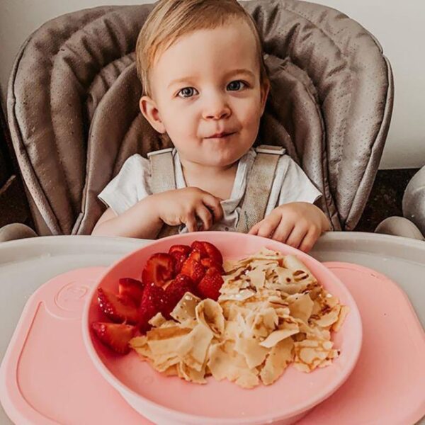 Set De Table à Ventouse + Plat Avec Couvercle Rose