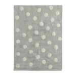 Tapis enfant CONTON RONDA gris et blanc à pois