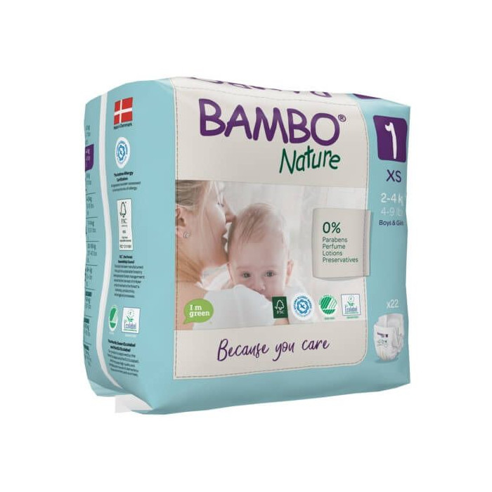Couches Bambo Nature Taille 1 (2-4kg) 22 unités