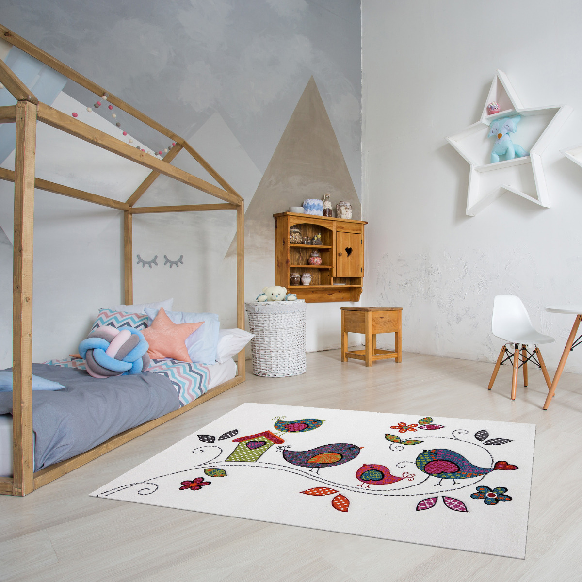 ambiance-tapis-blanc-oiseaux-2 Tapis KIDS OISEAUX – Image 1