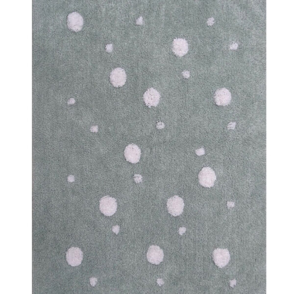 Tapis enfant CONTON RONDA gris et blanc à pois